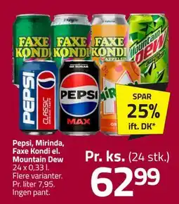 Fleggaard Pepsi, Mirinda, Faxe Kondi el. Mountain Dew tilbud