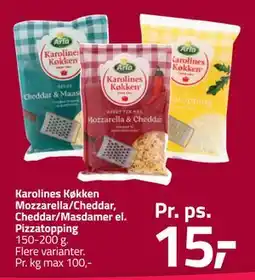 Fleggaard Karolines Køkken Mozzarella/Cheddar, Cheddar/Masdamer el. Pizzatopping tilbud