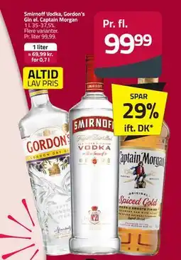 Fleggaard Smirnoff Vodka, Gordon’s Gin el. Captain Morgan tilbud