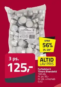 Fleggaard Fyrfadslys 6 Timers Brændetid tilbud