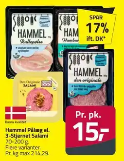 Fleggaard Hammel Pålæg el. 3-Stjernet Salami tilbud