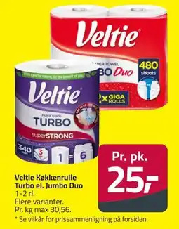 Fleggaard Veltie Køkkenrulle Turbo el. Jumbo Duo tilbud