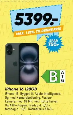 Bilka iPhone 16 128GB tilbud