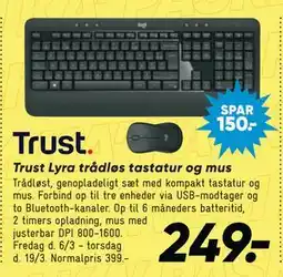 Bilka Trust Lyra trådløs tastatur og mus tilbud