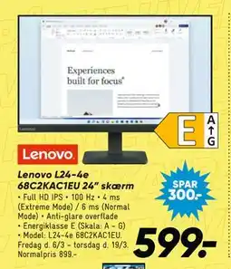 Bilka Lenovo L24-4e 68C2KAC1EU 24” skærm tilbud