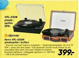 Bilka Retro VPL-120BR pladespiller i kuffert tilbud