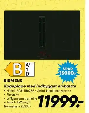 Bilka Kogeplade med indbygget emhætte tilbud