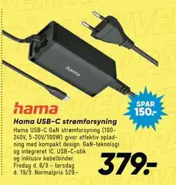 Bilka Hama USB-C strømforsyning tilbud