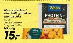 Bilka Wasa knækbrød eller Salling cookies eller biscuits tilbud
