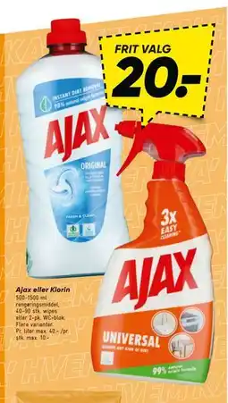 Bilka Ajax eller Klorin tilbud