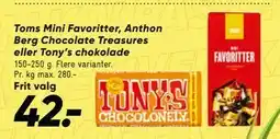 Bilka Toms Mini Favoritter, Anthon Berg Chocolate Treasures eller Tony’s chokolade tilbud