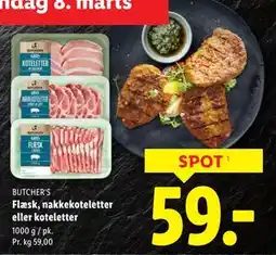 Lidl Flæsk, nakkekoteletter eller koteletter tilbud