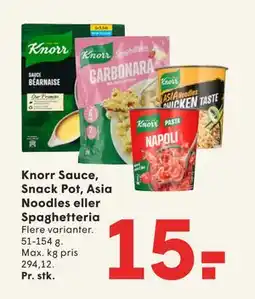 SPAR Knorr Sauce, Snack Pot, Asia Noodles eller Spaghetteria tilbud