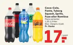 SPAR Coca-Cola, Fanta, Tuborg Squash, Sprite, Fuze eller Ramlösa tilbud