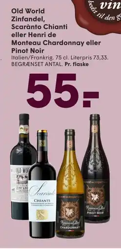 SPAR Old World Zinfandel, Scarànto Chianti eller Henri de Monteau Chardonnay eller Pinot Noir tilbud