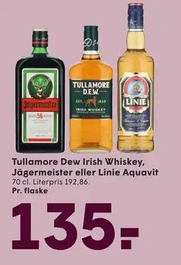 SPAR Tullamore Dew Irish Whiskey, Jägermeister eller Linie Aquavit tilbud