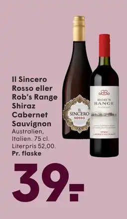 SPAR Il Sincero Rosso. eller. Rob’s Range Shiraz Cabernet Sauvignon tilbud