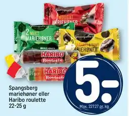 REMA 1000 Spangsberg mariehøner eller Haribo roulette 22-25 g tilbud