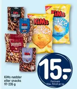 REMA 1000 KiMs nødder eller snacks 97-235 g tilbud