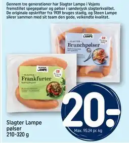 REMA 1000 Slagter Lampe pølser 210-320 g tilbud