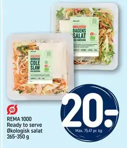 REMA 1000 REMA 1000 Ready to serve Økologisk salat 265-350 g tilbud