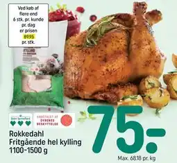 REMA 1000 Rokkedahl Fritgående hel kylling 1100-1500 g tilbud