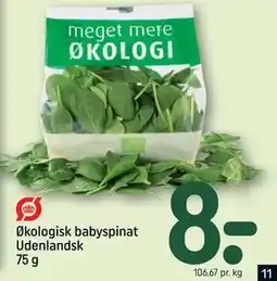 REMA 1000 Økologisk babyspinat Udenlandsk 75 g tilbud