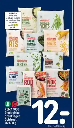 REMA 1000 REMA 1000 Økologiske grøntsager Dybfrost 75-500 g tilbud