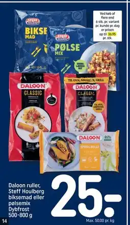 REMA 1000 Daloon ruller, Steff Houlberg biksemad eller pølsemix Dybfrost 500-800 g tilbud