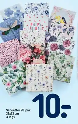 REMA 1000 Servietter 20-pak 33x33 cm 3-lags tilbud