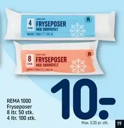 REMA 1000 REMA 1000 Fryseposer 8 ltr. 50 stk. 4 ltr. 100 stk tilbud