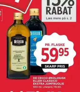 MENY DE CECCO ØKOLOGISK ELLER CLASSICO EKSTRA JOMFRUOLIE tilbud