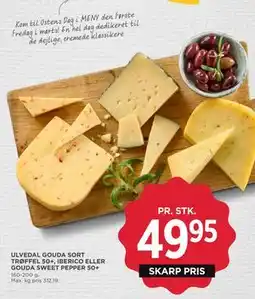 MENY ULVEDAL GOUDA SORT TRØFFEL 50+, IBERICO ELLER GOUDA SWEET PEPPER 50+ tilbud