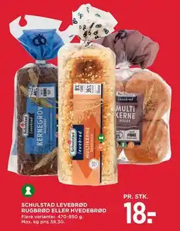 MENY SCHULSTAD LEVEBRØD RUGBRØD ELLER HVEDEBRØD tilbud
