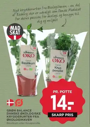 MENY GRØN BALANCE DANSKE ØKOLOGISKE KRYDDERURTER FRA ØKOLOGIHAVEN tilbud