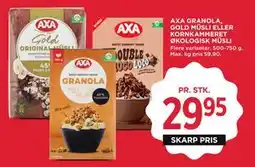 MENY AXA GRANOLA, GOLD MÜSLI ELLER KORNKAMMERET ØKOLOGISK MÜSLI tilbud