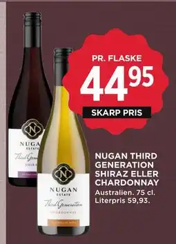 MENY NUGAN THIRD GENERATION SHIRAZ ELLER CHARDONNAY tilbud