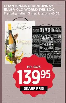 MENY CHANTENAIS CHARDONNAY ELLER OLD WORLD THE BOX tilbud