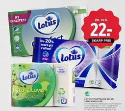 MENY LOTUS TOILETPAPIR ELLER KØKKENRULLER tilbud