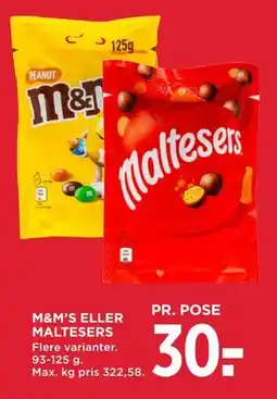 MENY M&M’S ELLER MALTESERS tilbud
