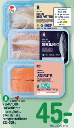 REMA 1000 Laksefileter / mørksejloins / rødspættefileter tilbud
