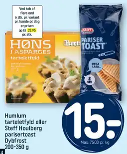 REMA 1000 Humlum tarteletfyld / Steff Houlberg Parisertoast tilbud