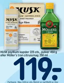 REMA 1000 HUSK psyllium eller Möller's tran tilbud