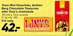 Bilka Toms Mini Favoritter, Anthon Berg Chocolate Treasures eller Tony's chokolade tilbud