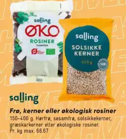 Bilka Salling Frø, kerner eller økologisk rosiner tilbud