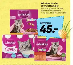 Bilka Whiskas Junior eller kattemælk tilbud