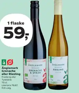 Kvickly Änglamark Grenache eller Riesling tilbud