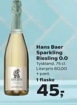 Kvickly Hans Baer Sparkling Riesling 0.0 tilbud