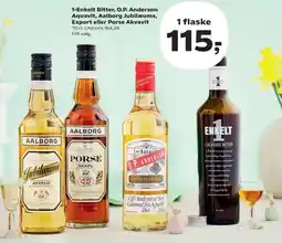 Kvickly 1-Enkelt Bitter, O.P. Anderson Aquavit, Aalborg Jubilæums, Export eller Porse Akvavit tilbud