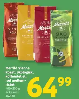 Løvbjerg Merrild Vienna Roast, økologisk, koffeinlet el. rød mellem- ristet tilbud